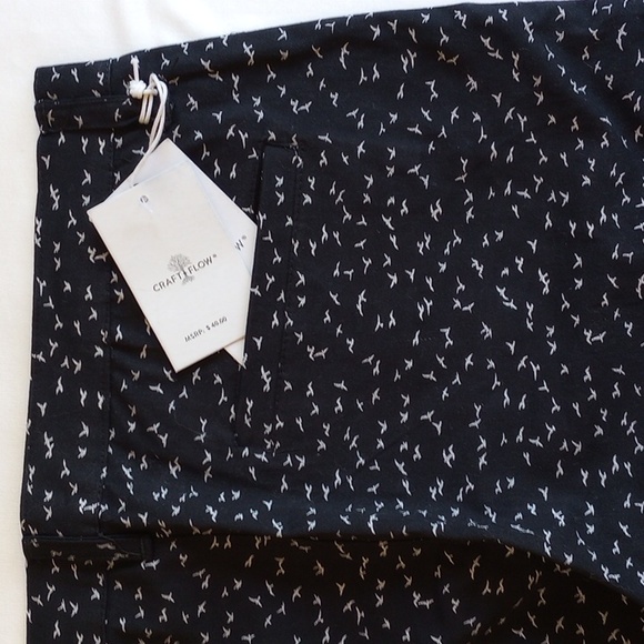 NWT Craft + Flow 100% Cotton Twill 10" Bermuda Shorts 32 Black White Birds - Picture 2 of 9